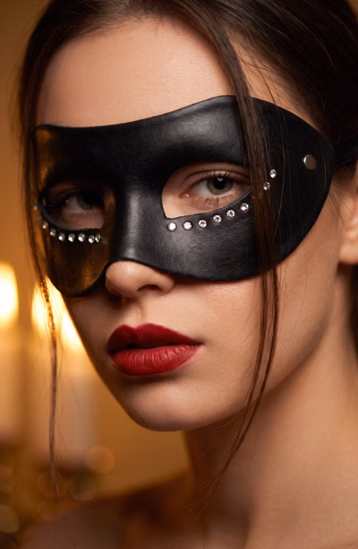 Attirante - Leather and Rhinestone Mask