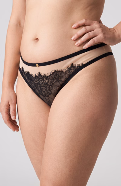 Chantal - Tanga - XXL-XXXL (Nude/Nero)