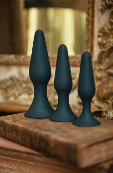 Trinity - Set de 3 plugs anaux à ventouse (Lagon noir)