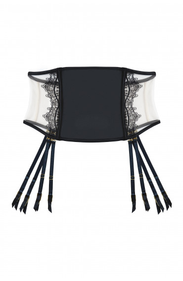Wren - Porte-jarretelles - Waspie (Black Illusion Mesh and Satin)